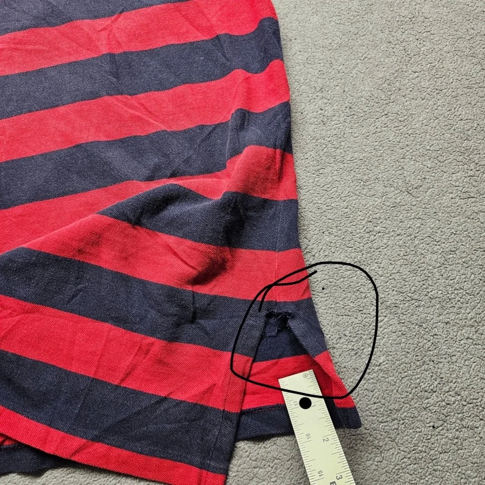 Polo Ralph Lauren Polo Shirt Mens 2XL Red Navy Striped Short Sleeve Pony Logo